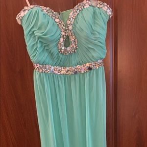 Turquoise evening gown